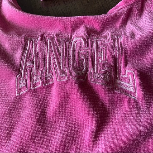 Y2k velour Angel halter top - Picture 4 of 5
